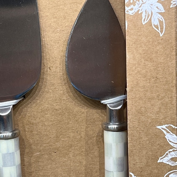 MacKenzie-Childs Sterling Courtly Check 3 Piece Cheese Set - NEW - Picture 3 of 7